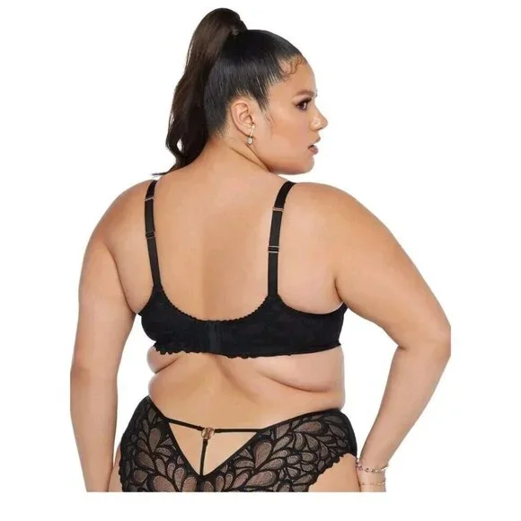 Savage X Fenty Not Sorry Womens 38DD Unlined Lace Balconette Bra Black NWT - Picture 2 of 7